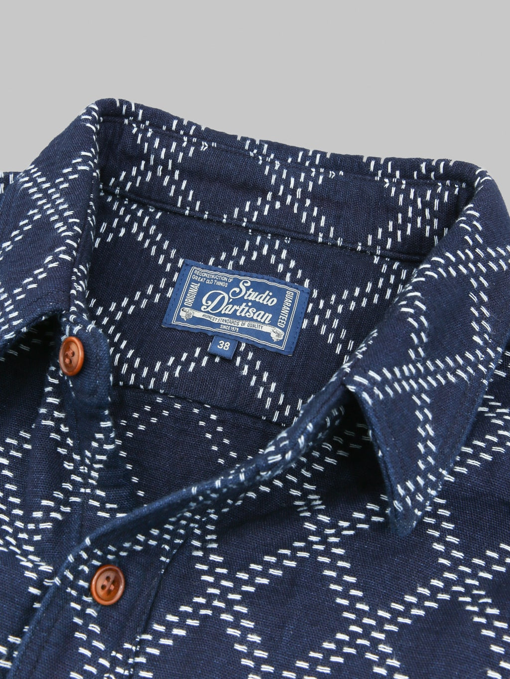 Studio D'Artisan 5728 Indigo Sashiko Dobby Shirt
