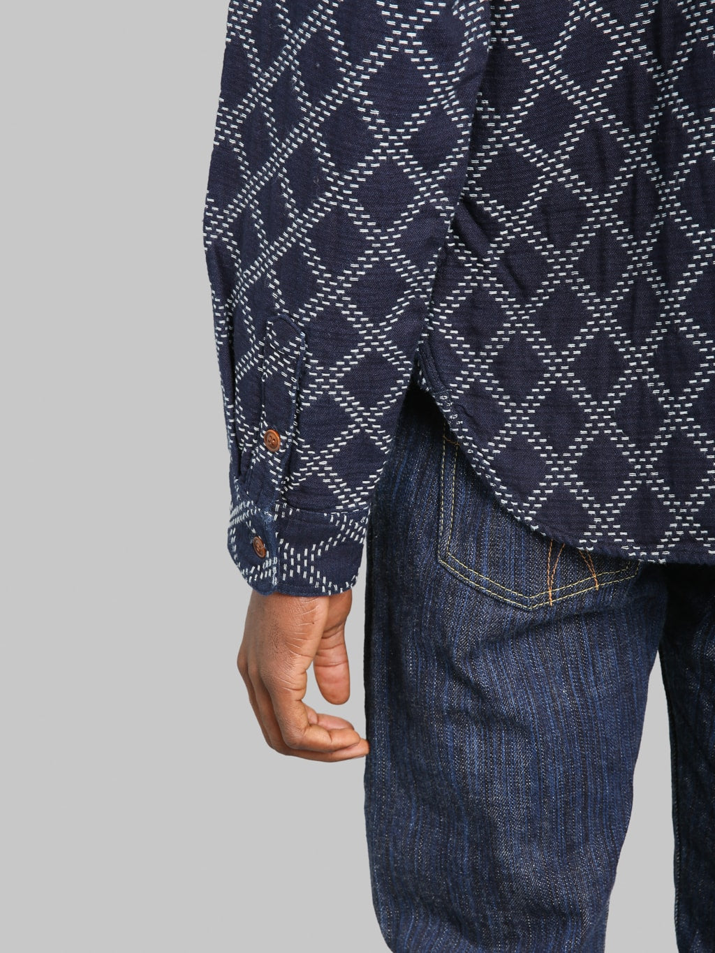 Studio D'Artisan 5728 Indigo Sashiko Dobby Shirt