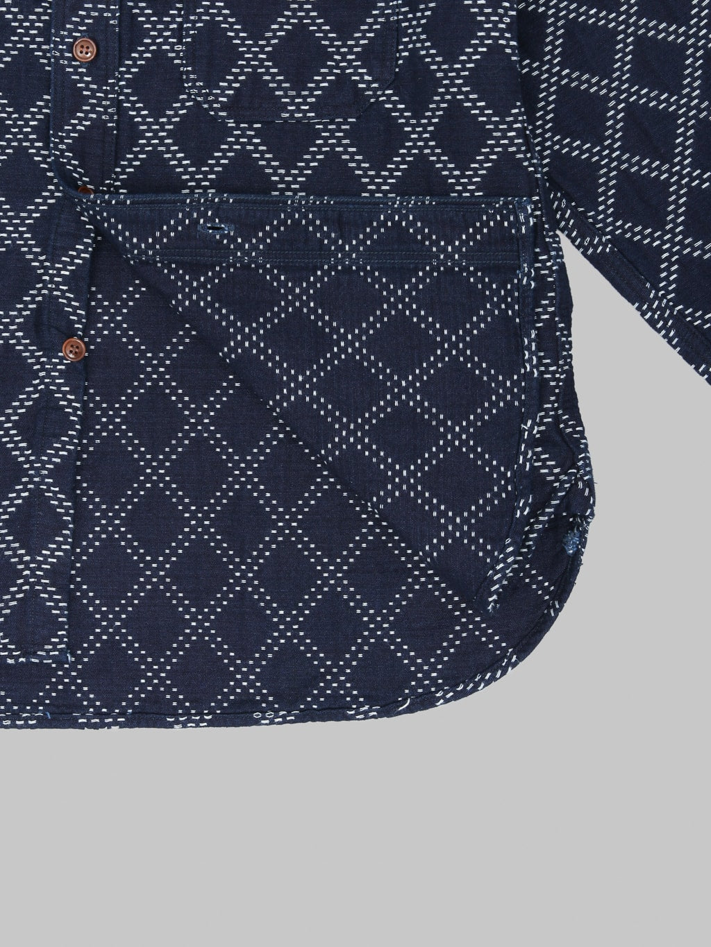 Studio D'Artisan 5728 Indigo Sashiko Dobby Shirt