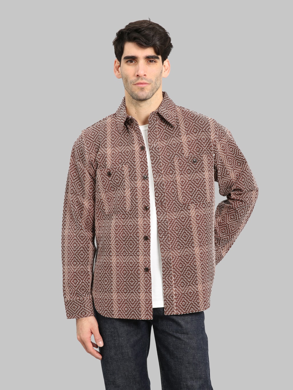 Studio D'Artisan 5726 Kakishibu Noragi Sashiko Shirt