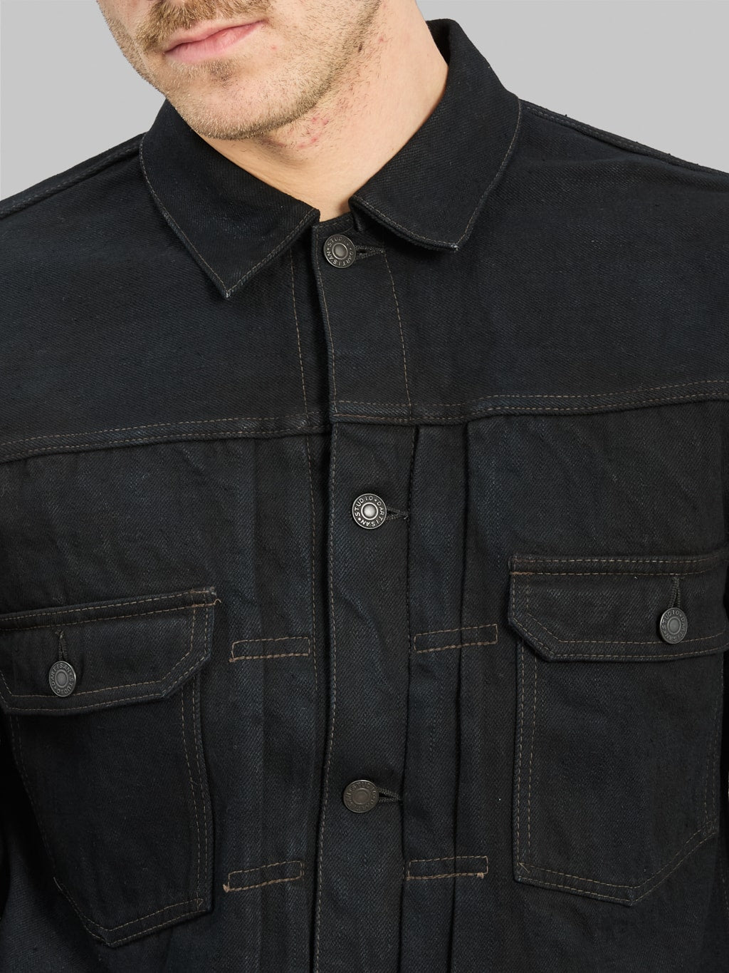 Studio Dartisan SP121 18oz Amami Dorozome 45th Anniversary Type 2 Jacket chest