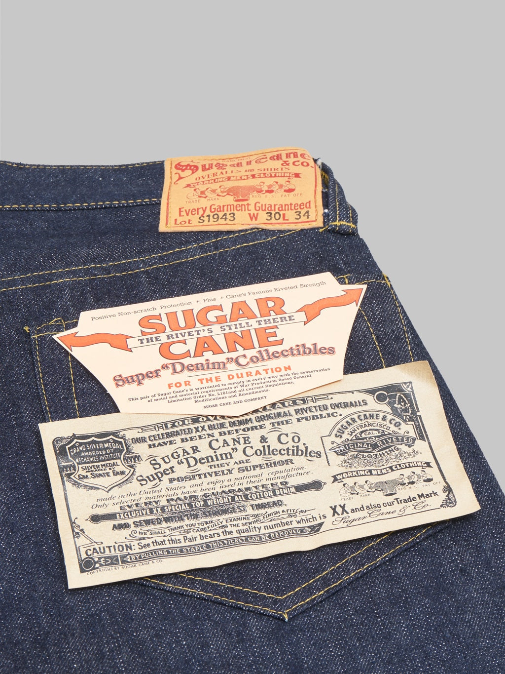 sugar cane 1943 model super denim collectibles blue denim pocket flasher