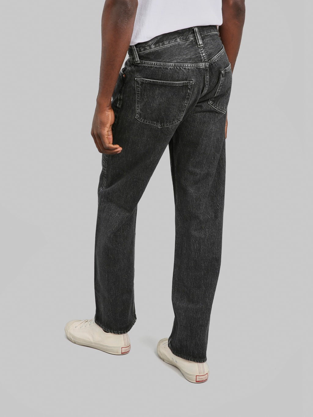 Sugar Cane 1947 Model Hard Wash Straight Black Jeans back styled