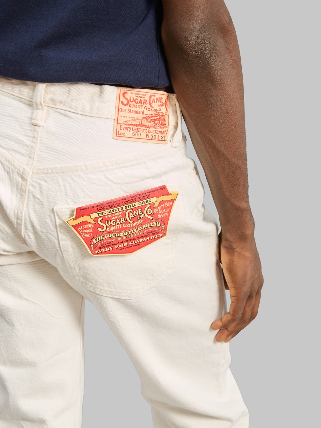 Sugar Cane 1947 Model White 13oz Regular Straight Jeans back pocket