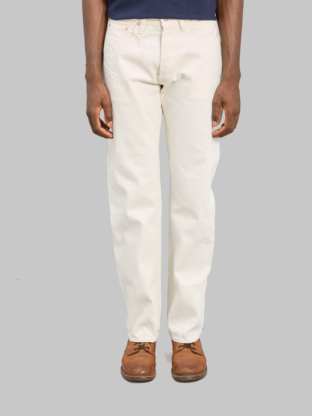 Sugar Cane 1947 Model White 13oz Regular Straight Jeans front fit