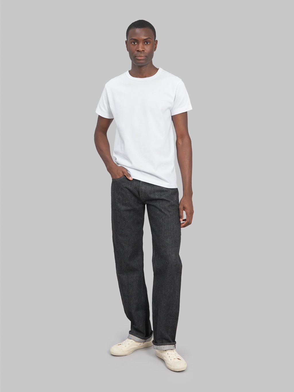 sugar cane 460 1947 model black selvedge denim model front fit