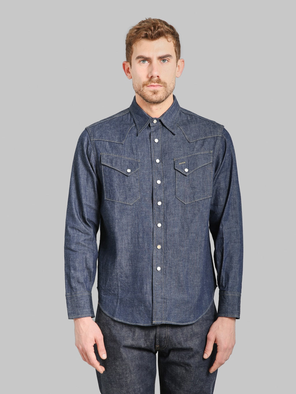 SUGAR SC-3511 ネイビー Mサイズ デニムシャツ Sugar Cane Indigo Dobby Stripe Western Shirt – Made in Japan