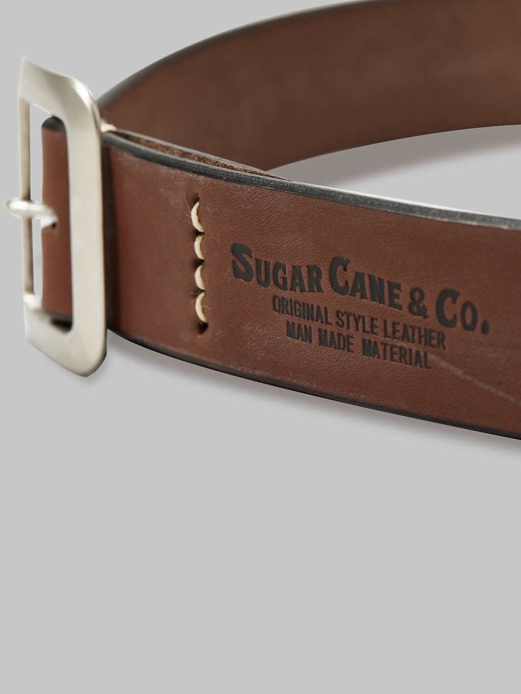 Sugar Cane leather garrison belt brown vegetable tan