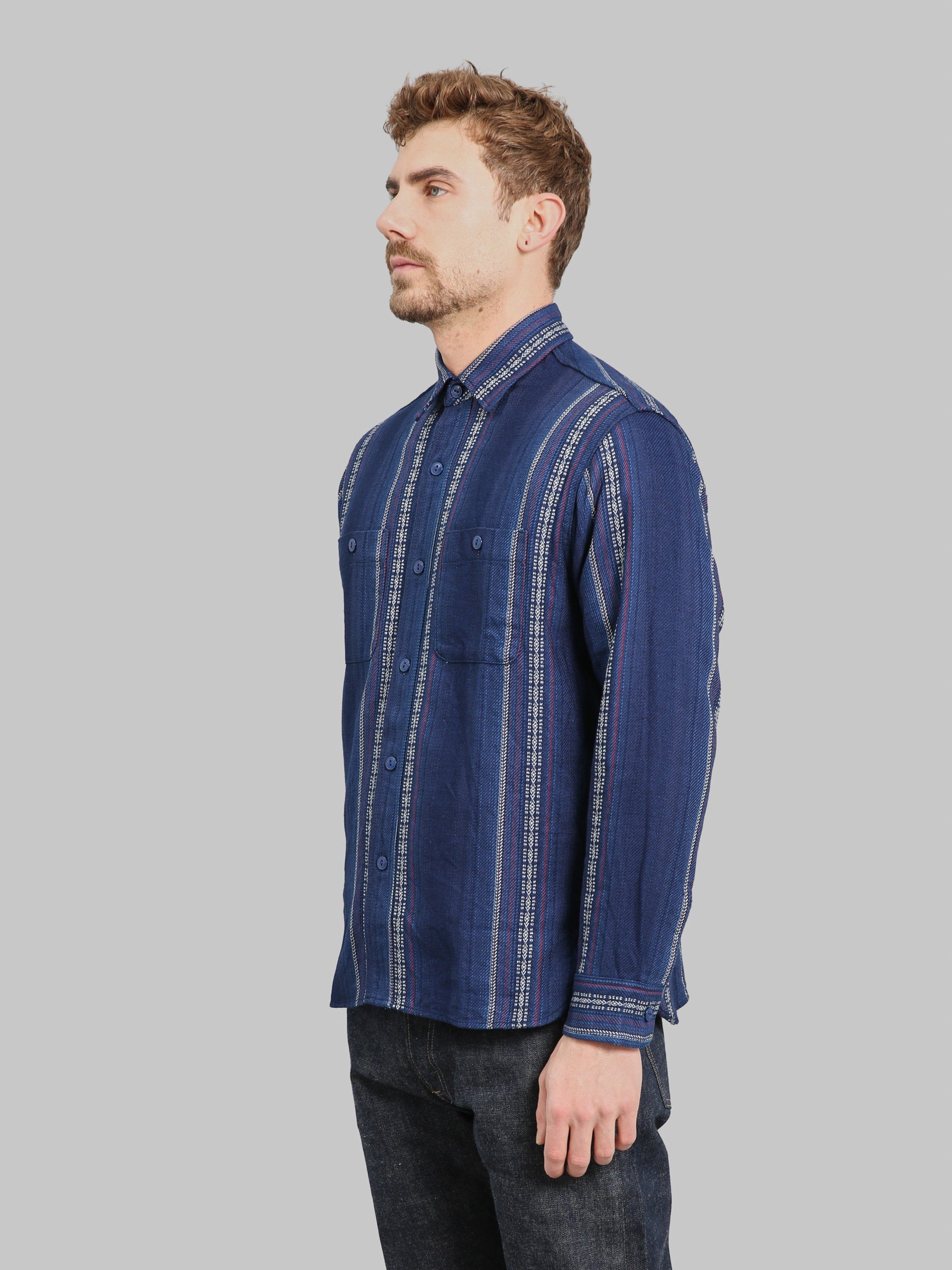 Sugar Cane Native American Indigo Dobby Work Shirt