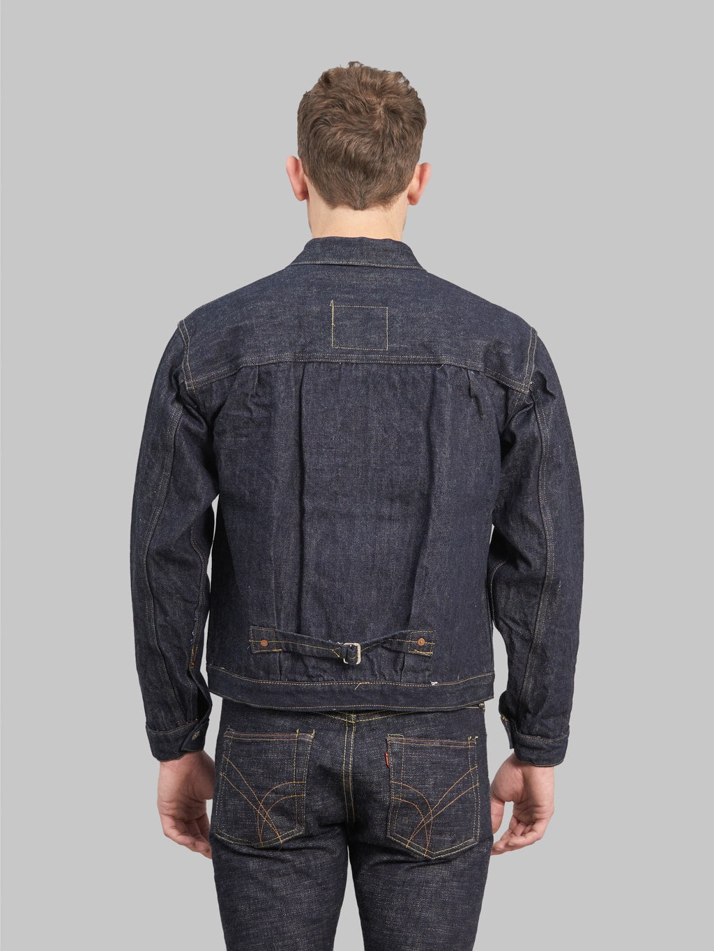 sugar cane super denim collectibles blue denim blouse s1943 back look