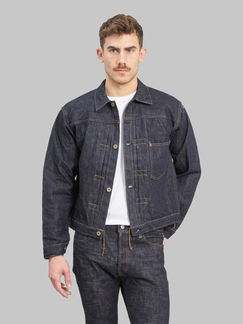 sugar cane super denim collectibles blue denim blouse s1943 front look