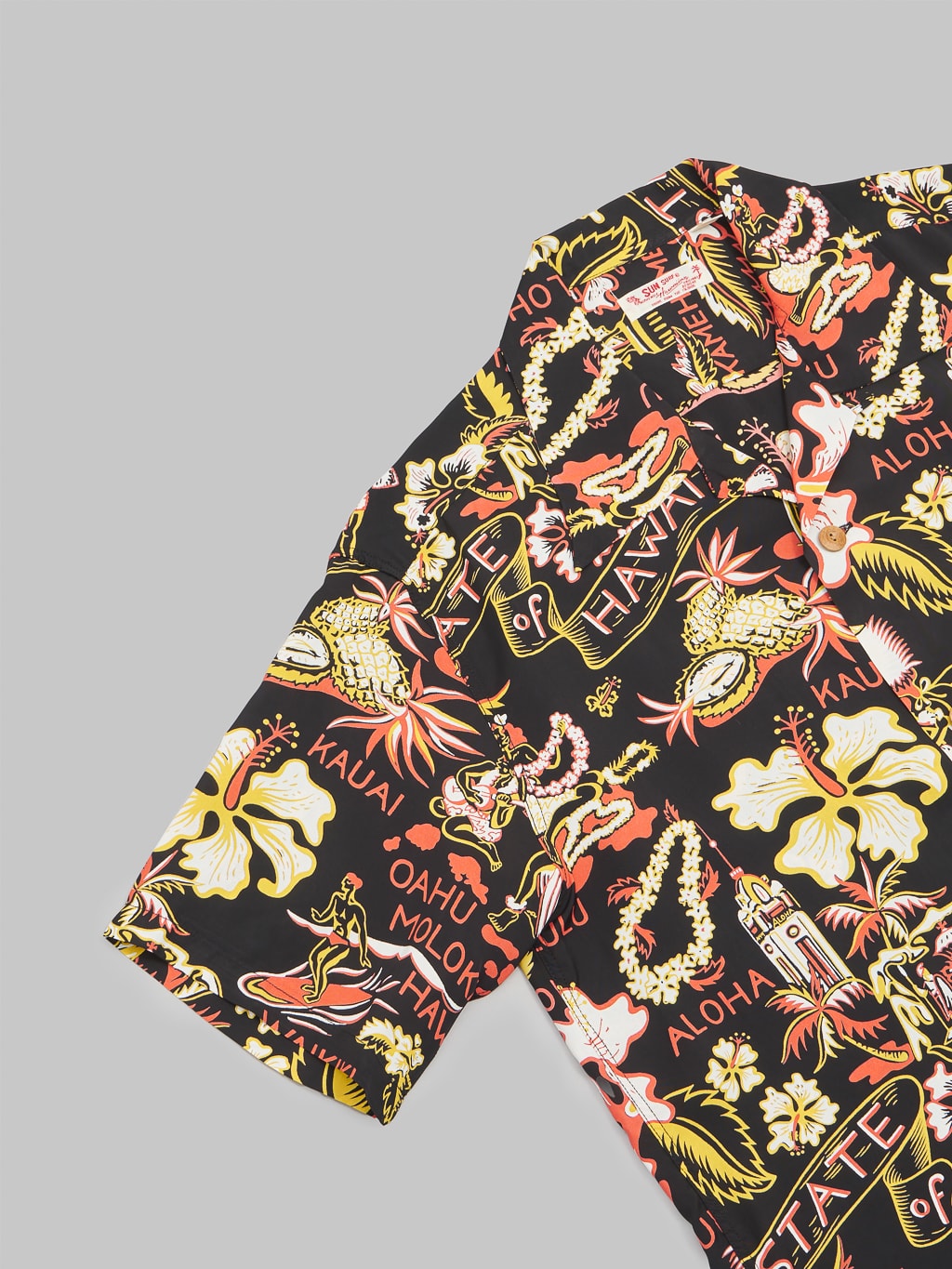 sun surf rayon hawaiian shirt state of hawaiian short sleeve