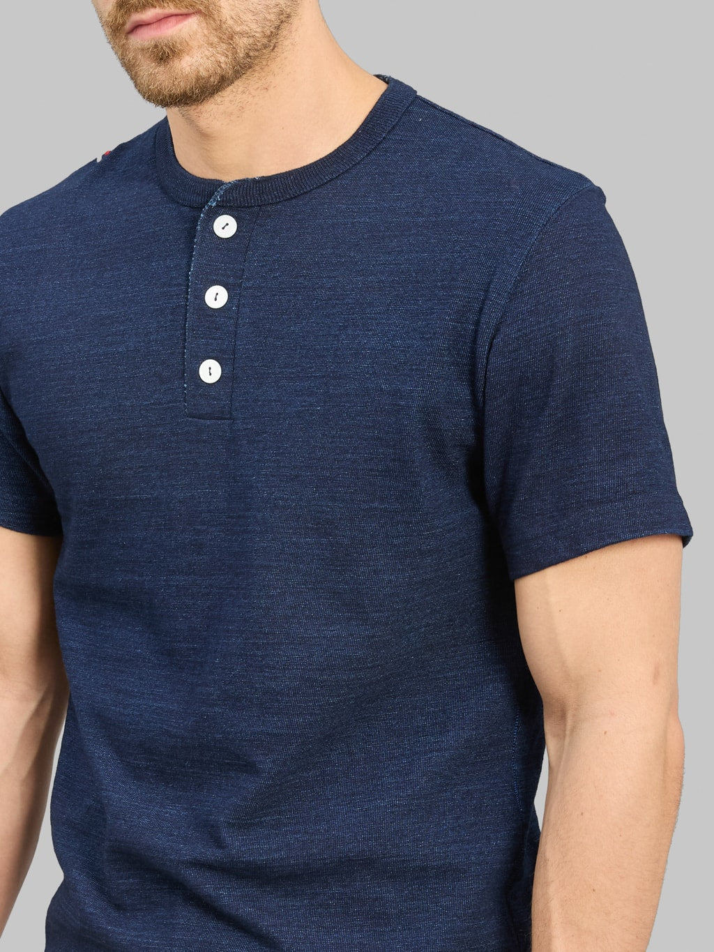Tanuki HSS Heavy Shinkai Indigo Henley TShirt chest