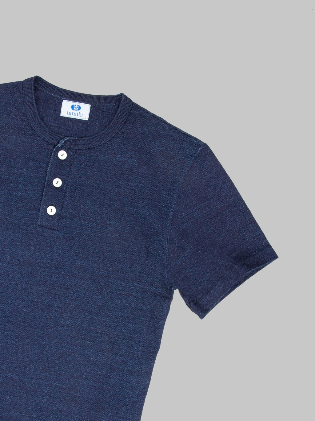 Tanuki HSS Heavy Shinkai Indigo Henley TShirt 100 cotton