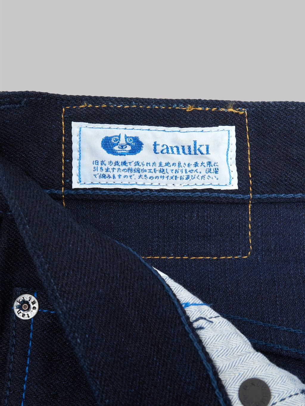 tanuki idht indigo x indigo 15oz high tapered selvedge jeans interior tag