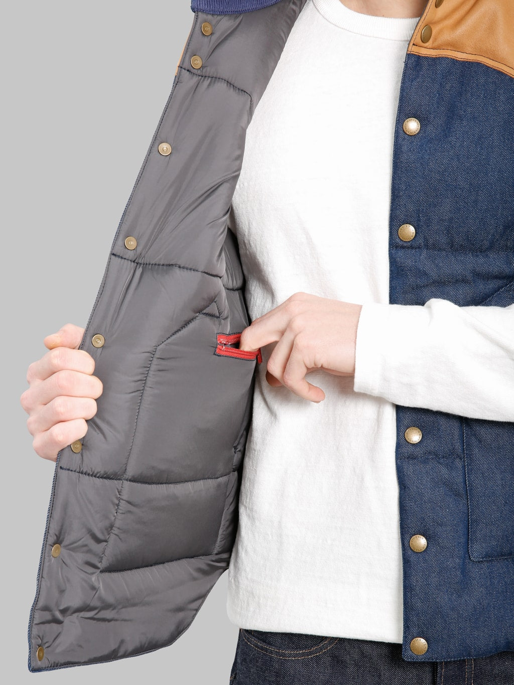 The Flat Head 12.5oz Denim Puff Vest