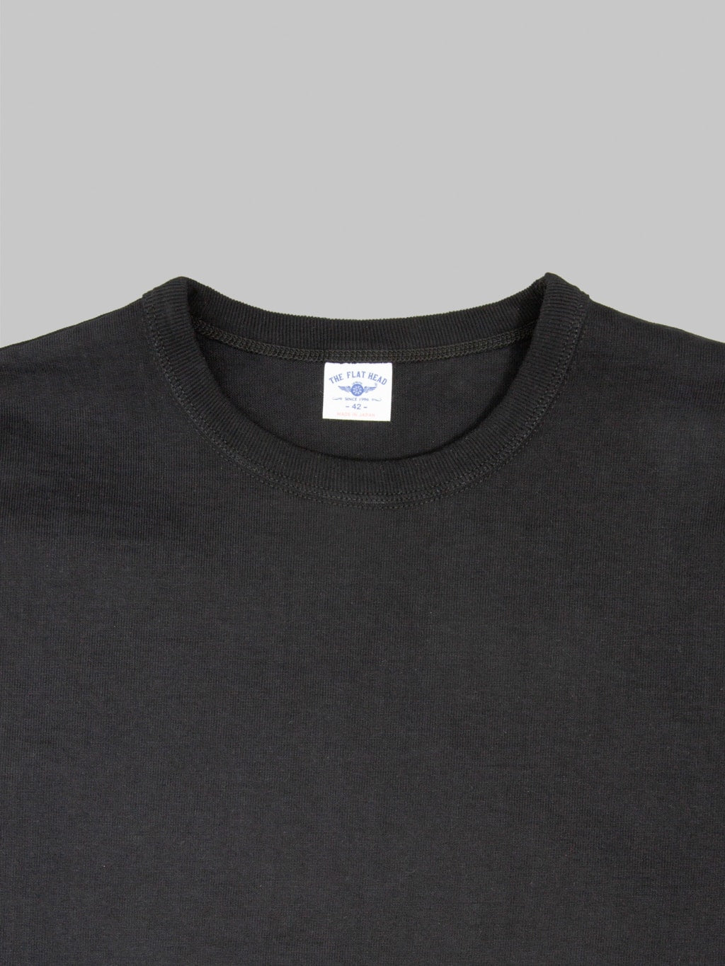 The Flat Head 20oz Loopwheel Long Sleeve TShirt Black collar