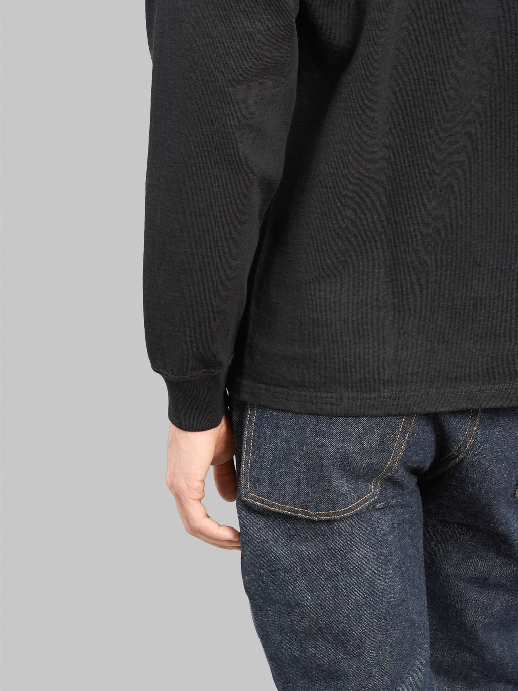 The Flat Head 20oz Loopwheel Long Sleeve TShirt Black cuff