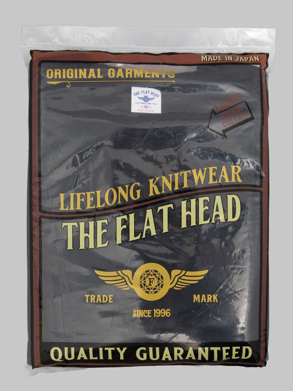 The Flat Head 20oz Ultra Heavyweight Loopwheel Long Sleeve TShirt Black packaging