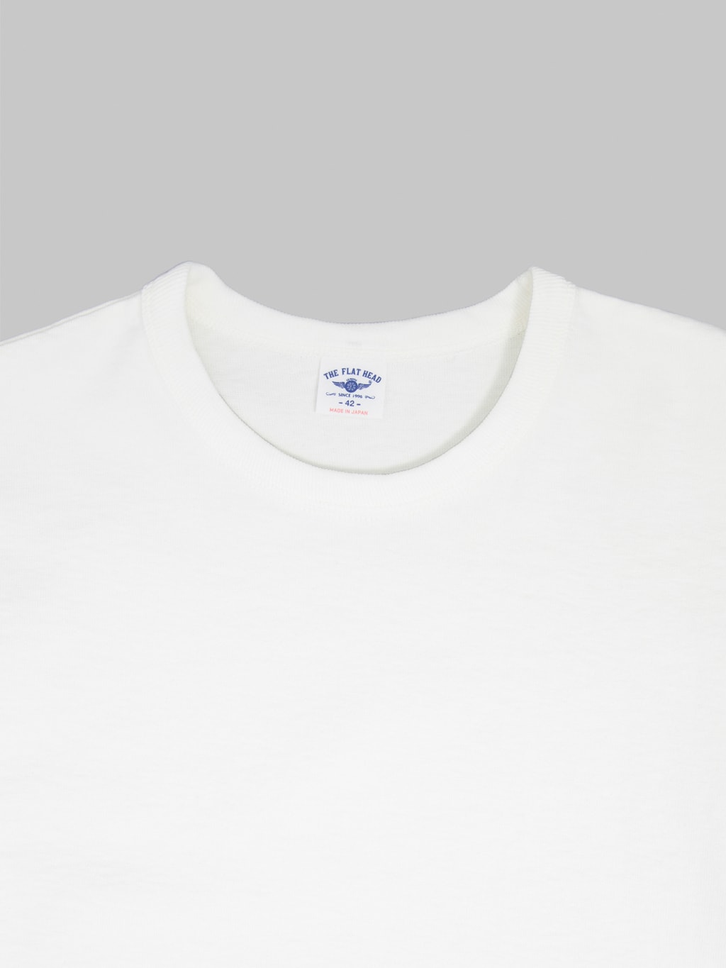 The Flat Head 20oz Loopwheel Long Sleeve TShirt White collar