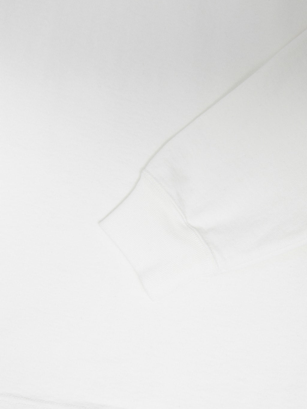 The Flat Head 20oz Loopwheel Long Sleeve TShirt White closeup