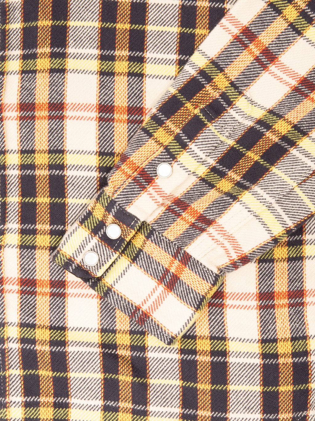 The Flat Head Block Check Western Flannel Shirt Ivory/Black - Redcast Heritage Co.
