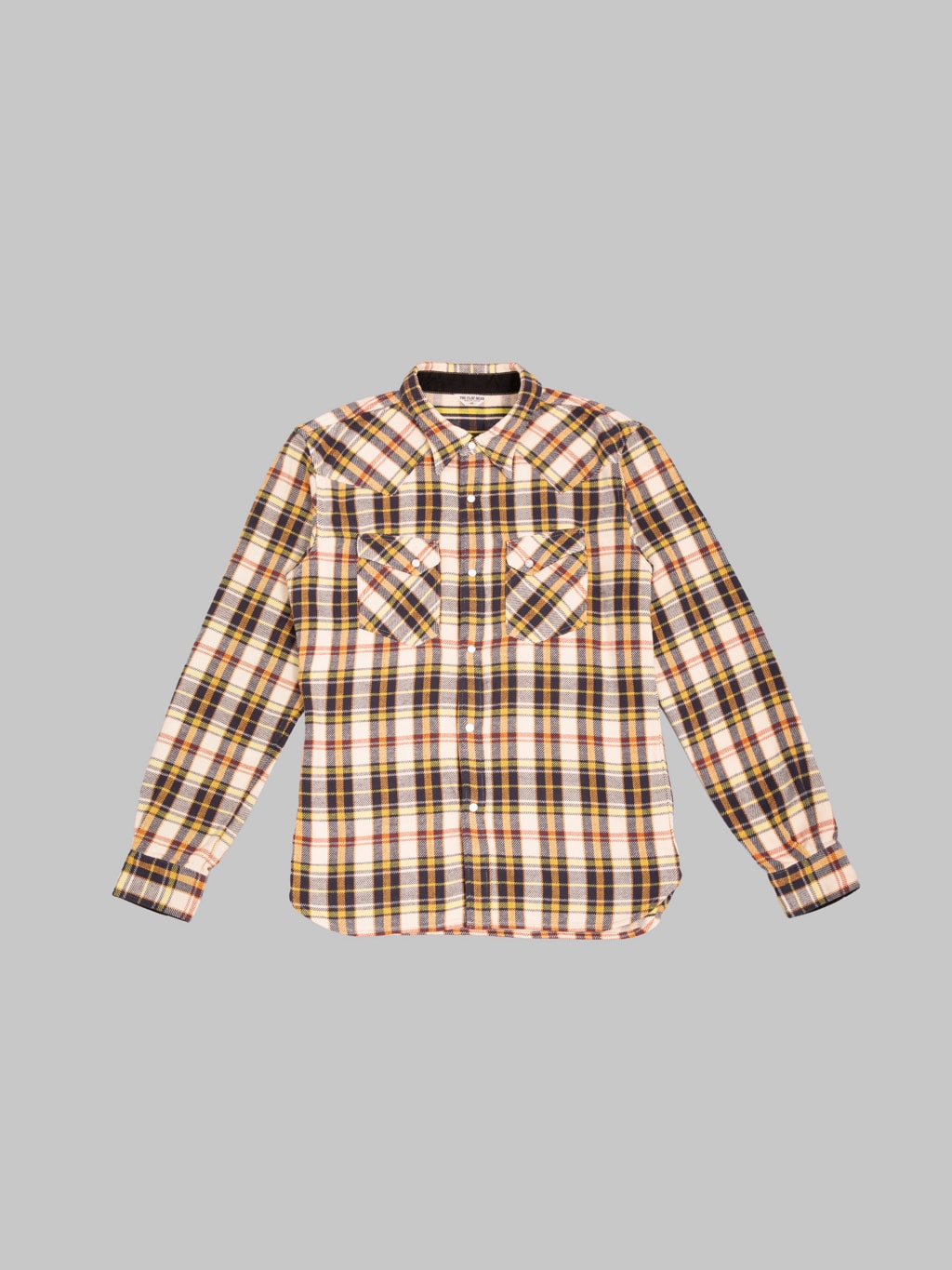 The Flat Head Ivory Black Block Check Western Flannel Shirt