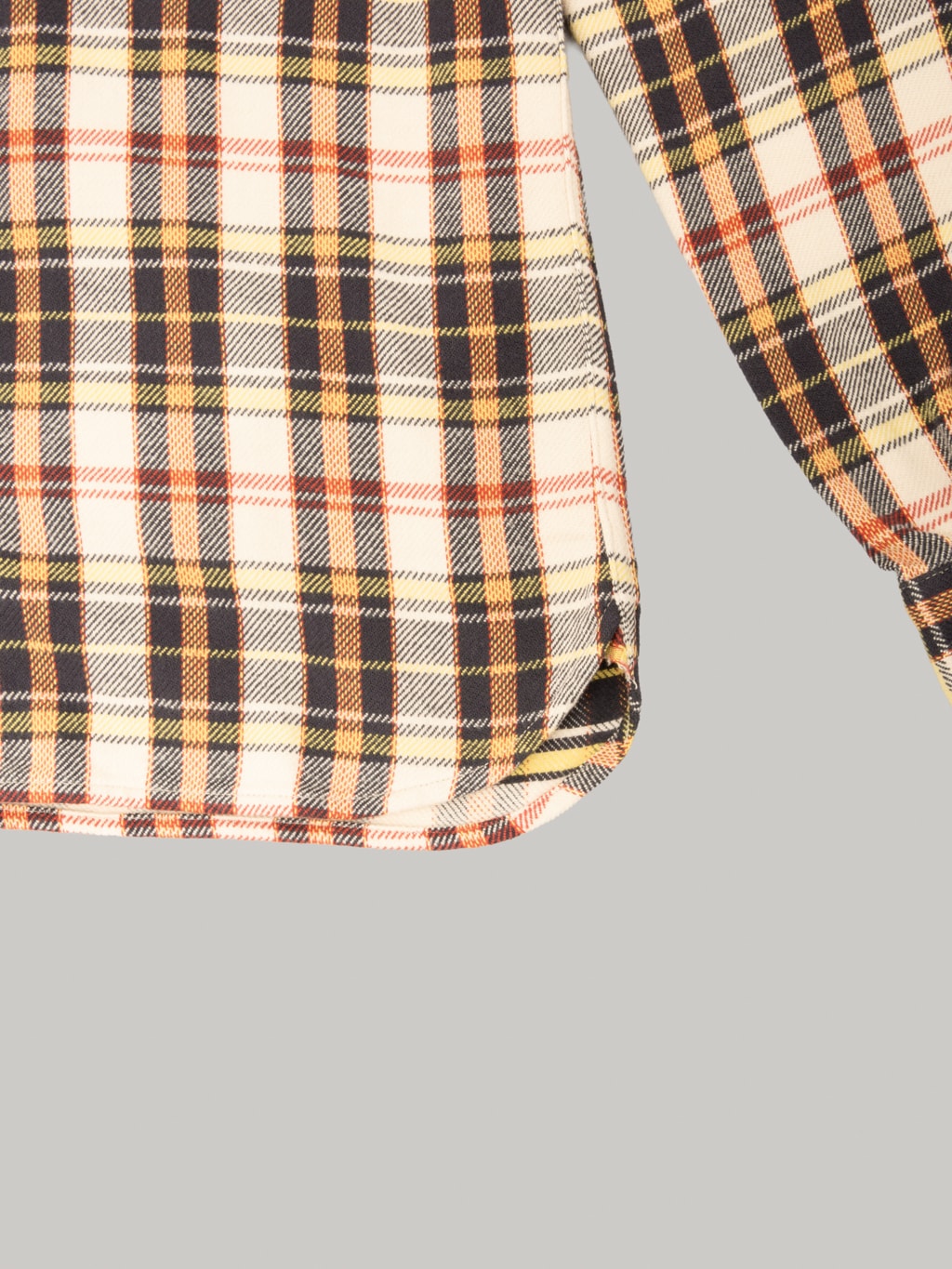 The Flat Head Block Check Western Flannel Shirt Ivory/Black - Redcast Heritage Co.