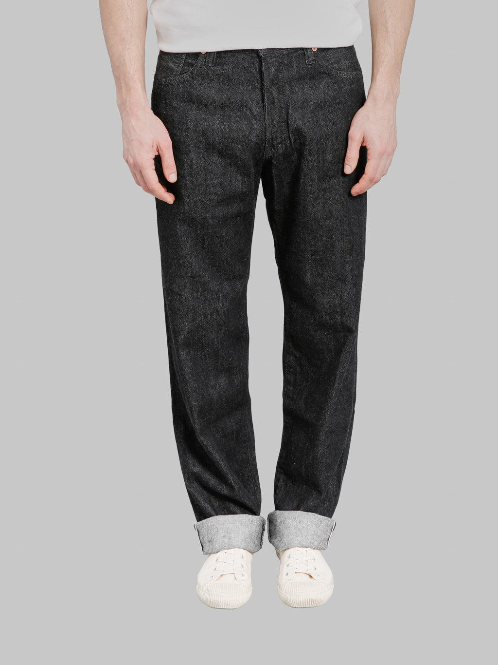 The Flat Head DB004 12.5oz Wide Tapered Jeans Black