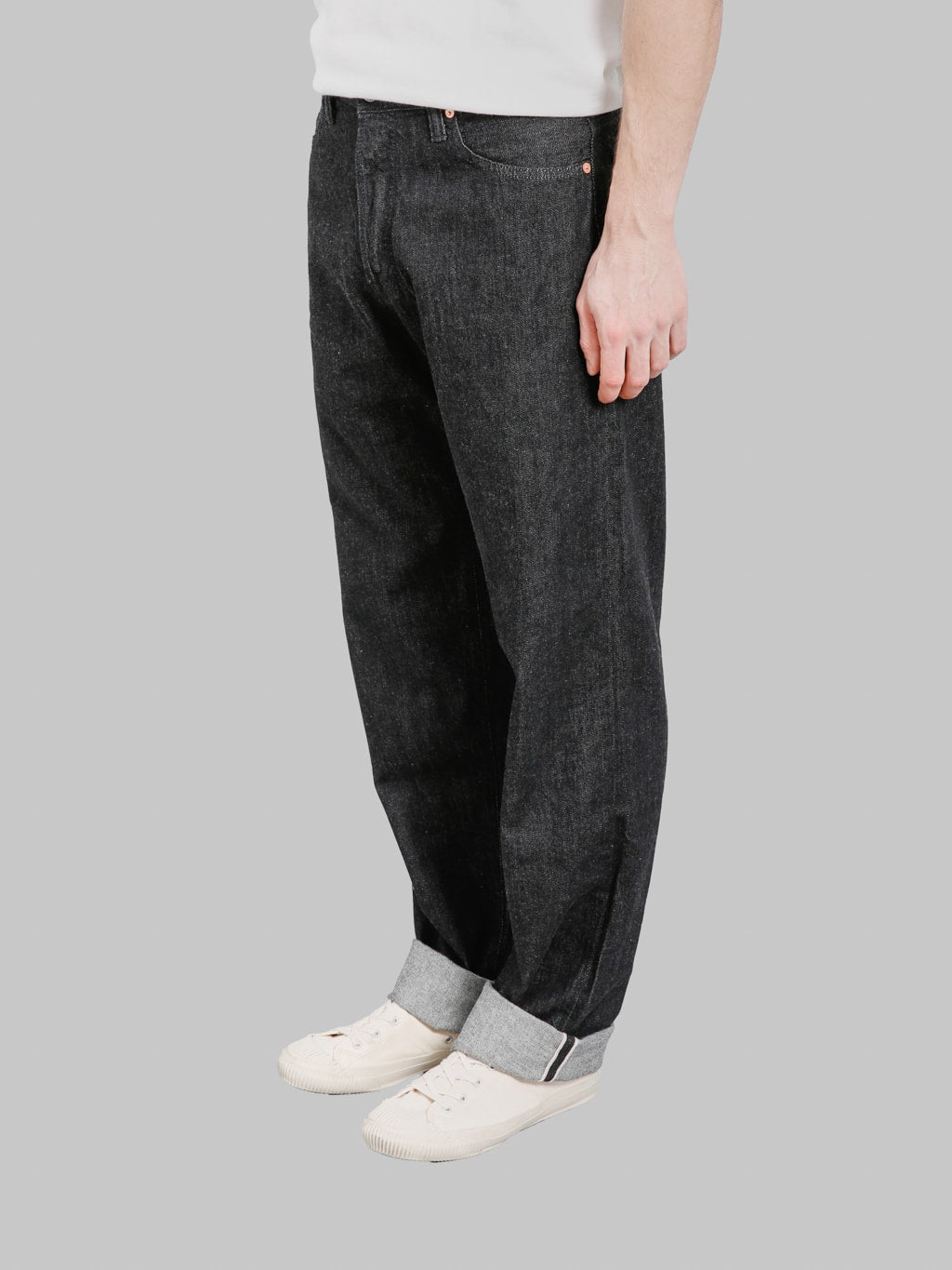 The Flat Head DB004 12.5oz Wide Tapered Jeans Black