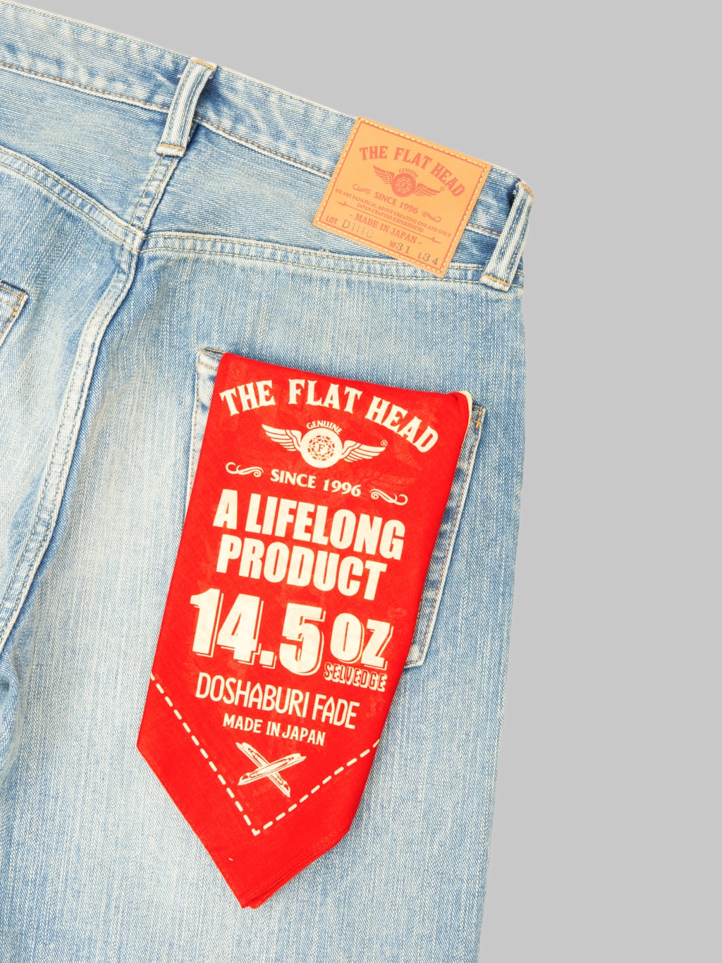 The Flat Head FN-D111C 14.5oz "Real Aging" Light Indigo Wide Straight Jeans