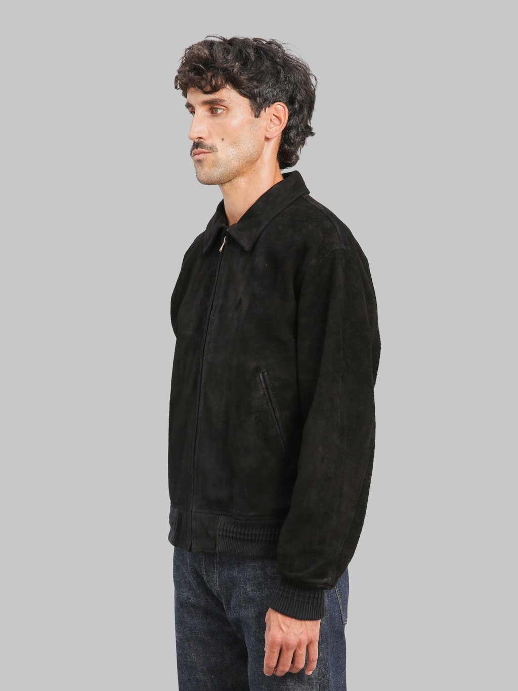 The Flat Head FN-LJ-DJ004 Deerskin Bomber Jacket Black