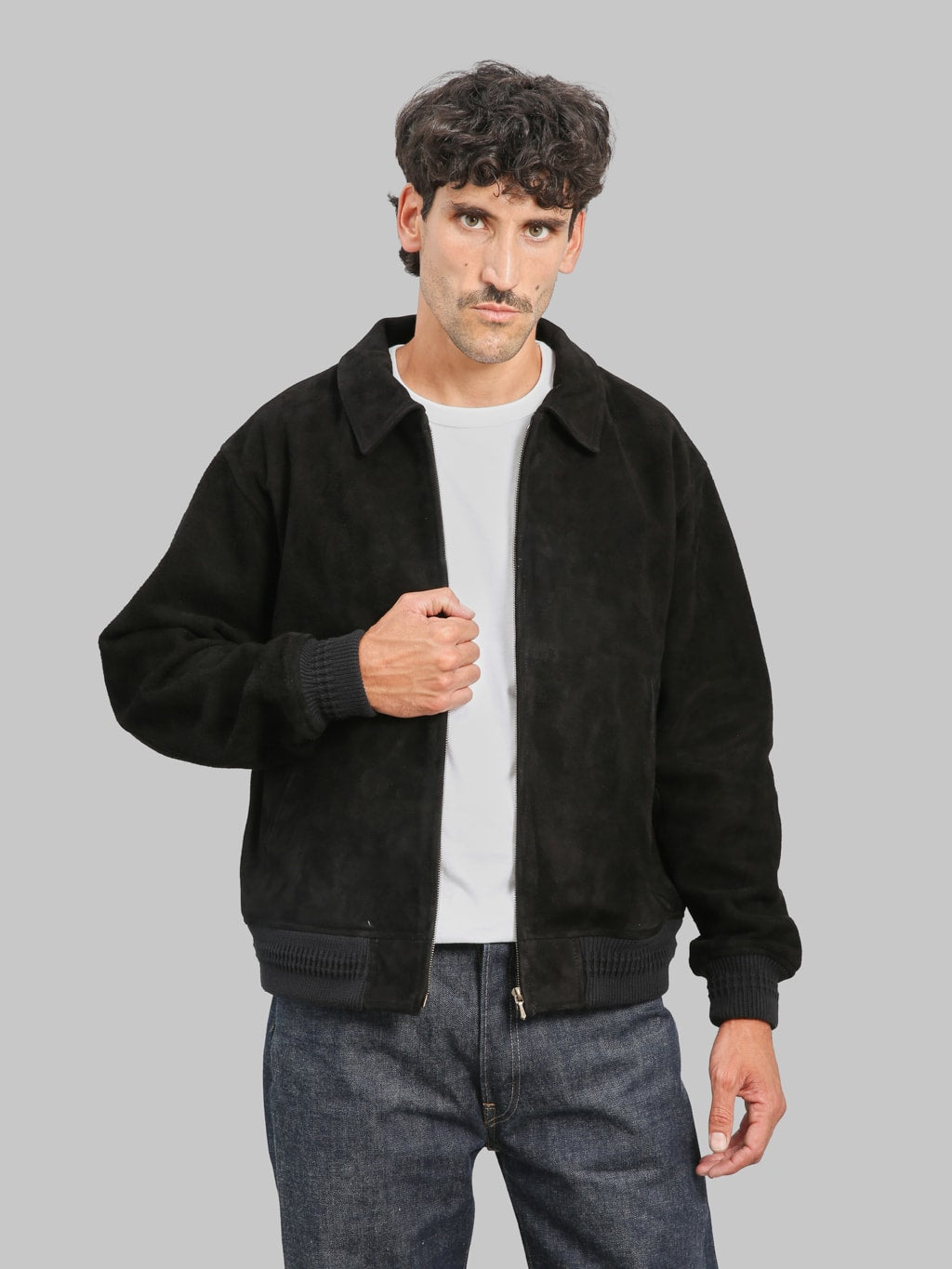 The Flat Head FN-LJ-DJ004 Deerskin Bomber Jacket Black