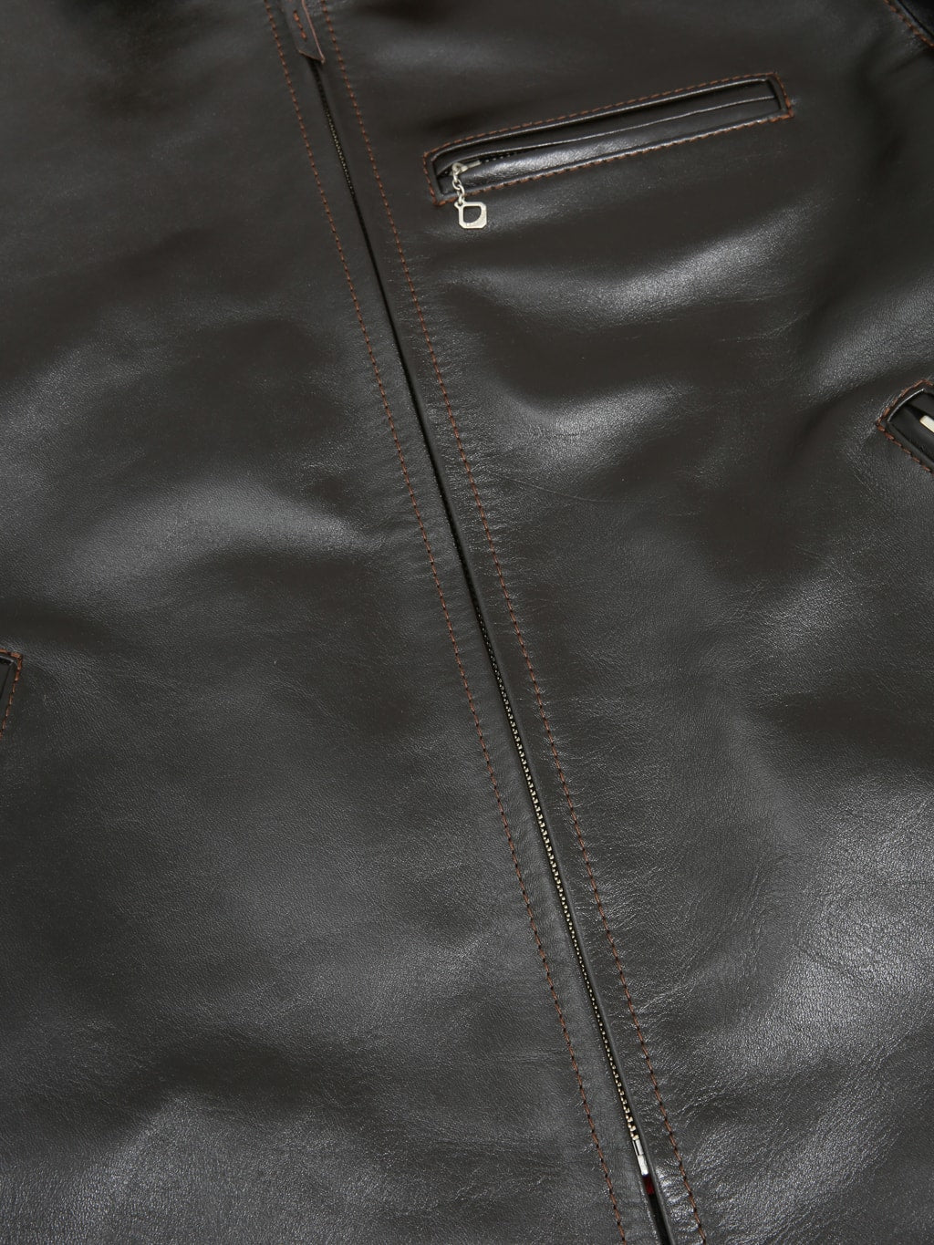 Flat Head FN-LJ-HS005 Horsehide Rider's Jacket Seal Brown chest detail