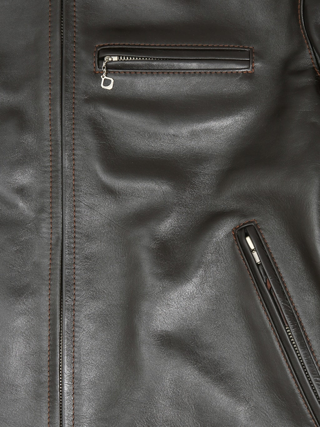 Flat Head FN-LJ-HS005 Horsehide Rider's Jacket Seal Brown pocket