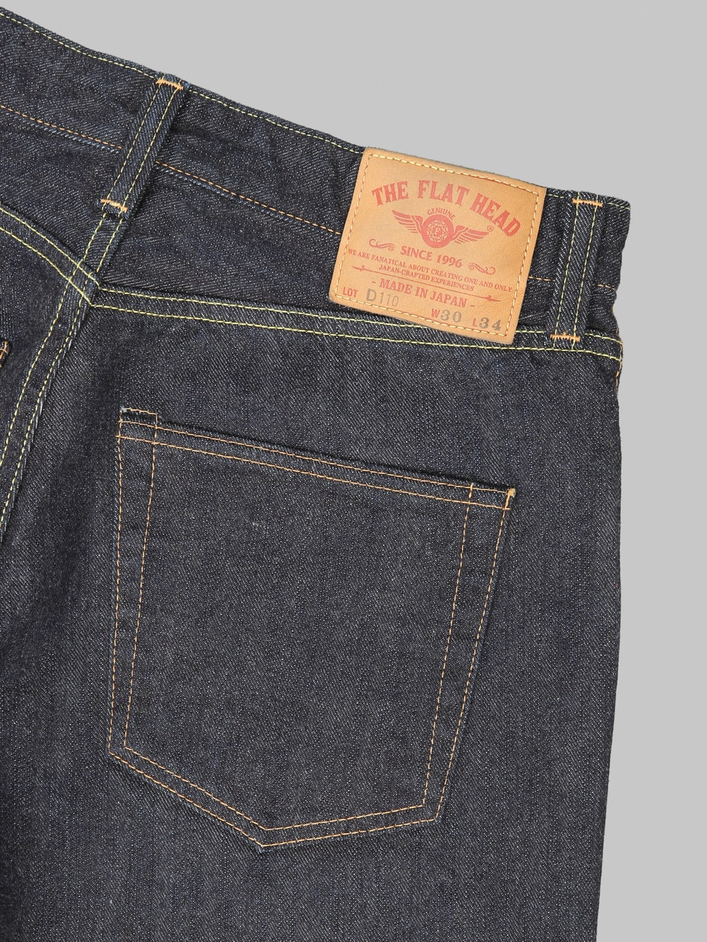 The Flat Head FND110 Left Hand Twill Straight Tapered Jeans stitching