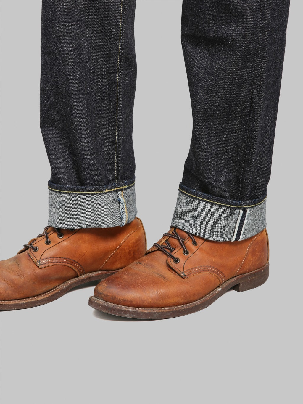 The Flat Head FND110 Left Hand Twill Straight Tapered Jeans folded