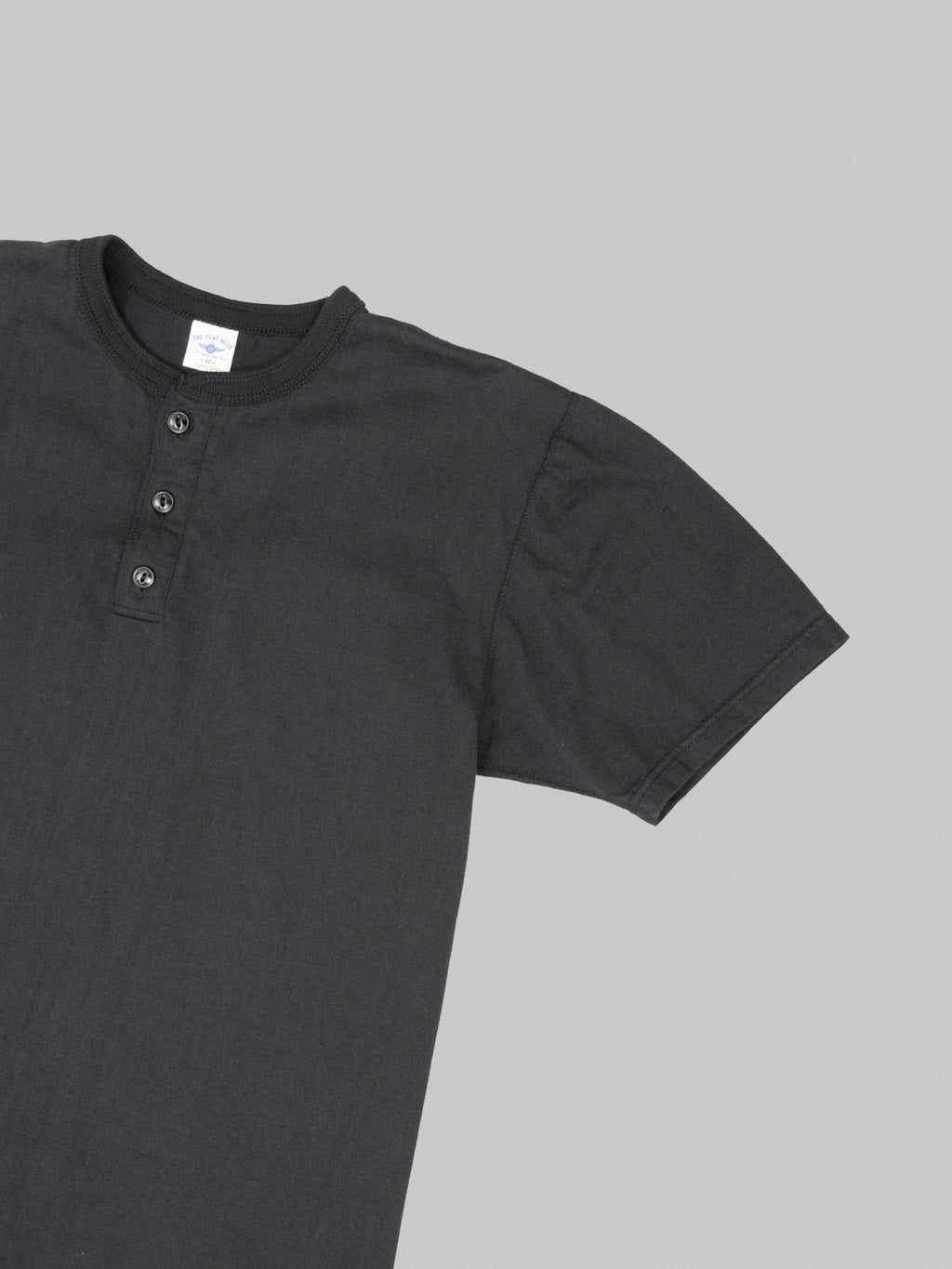 The Flat Head FN-TSH-003 Henley T-Shirt Black