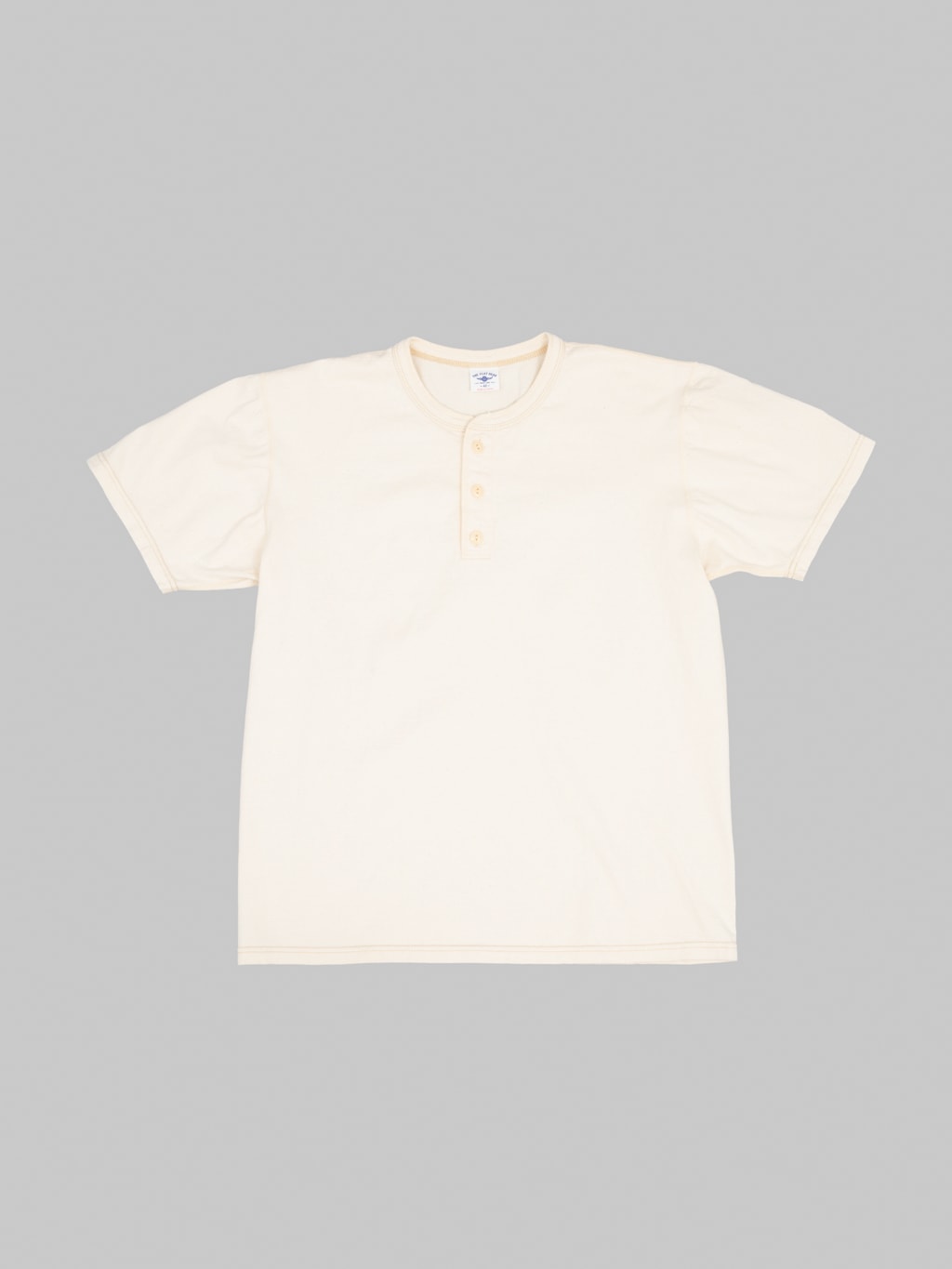 The Flat Head FN-TSH-003 Henley T-Shirt Natural