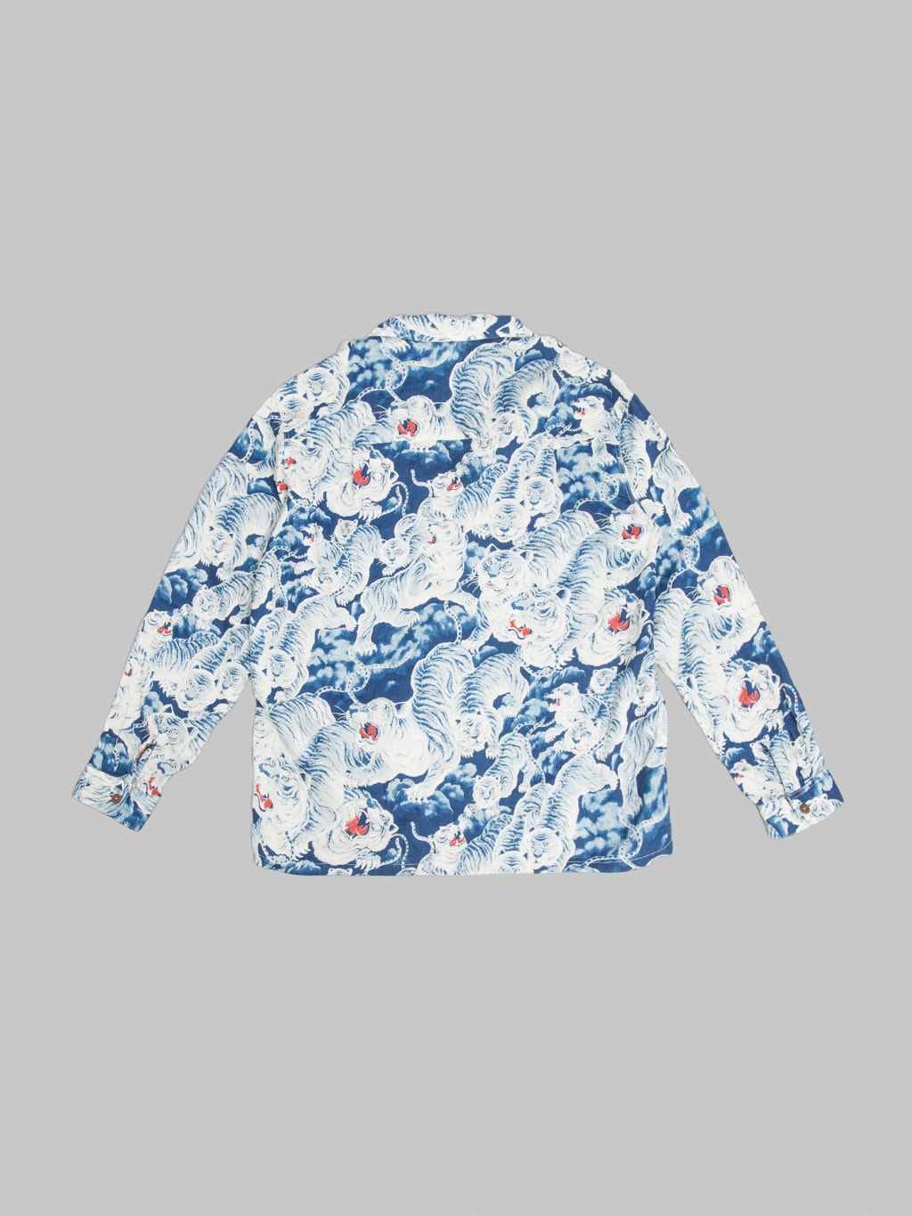 The Flat Head Hyaku Tora Hundred Tigers Linen Shirt Blue back