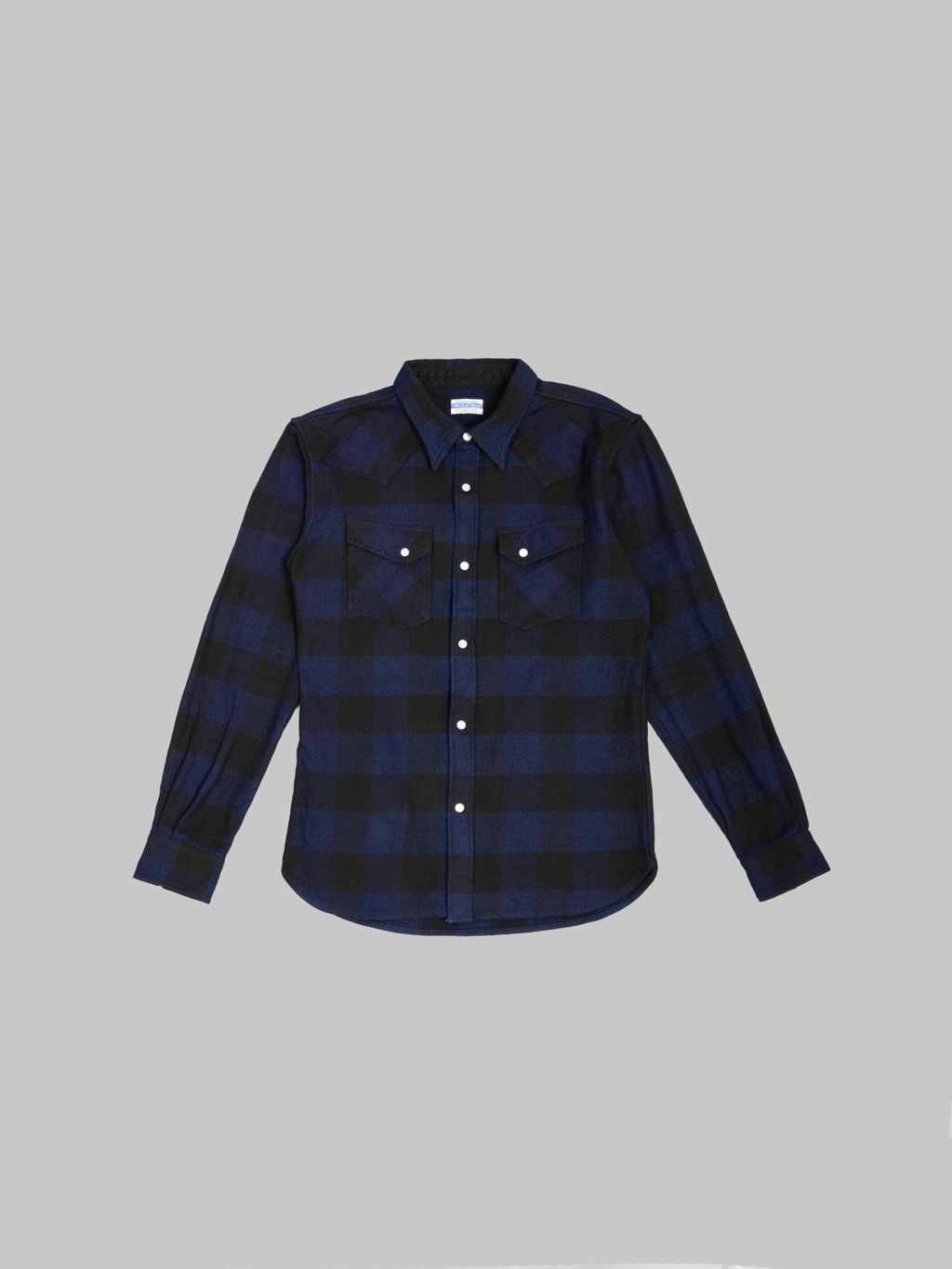 The Flat Head Indigo Block Check Western Shirt - Redcast Heritage Co.