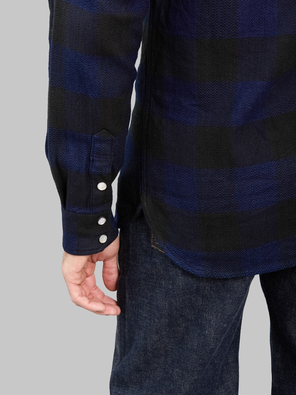 The Flat Head Indigo Block Check Western Shirt - Redcast Heritage Co.