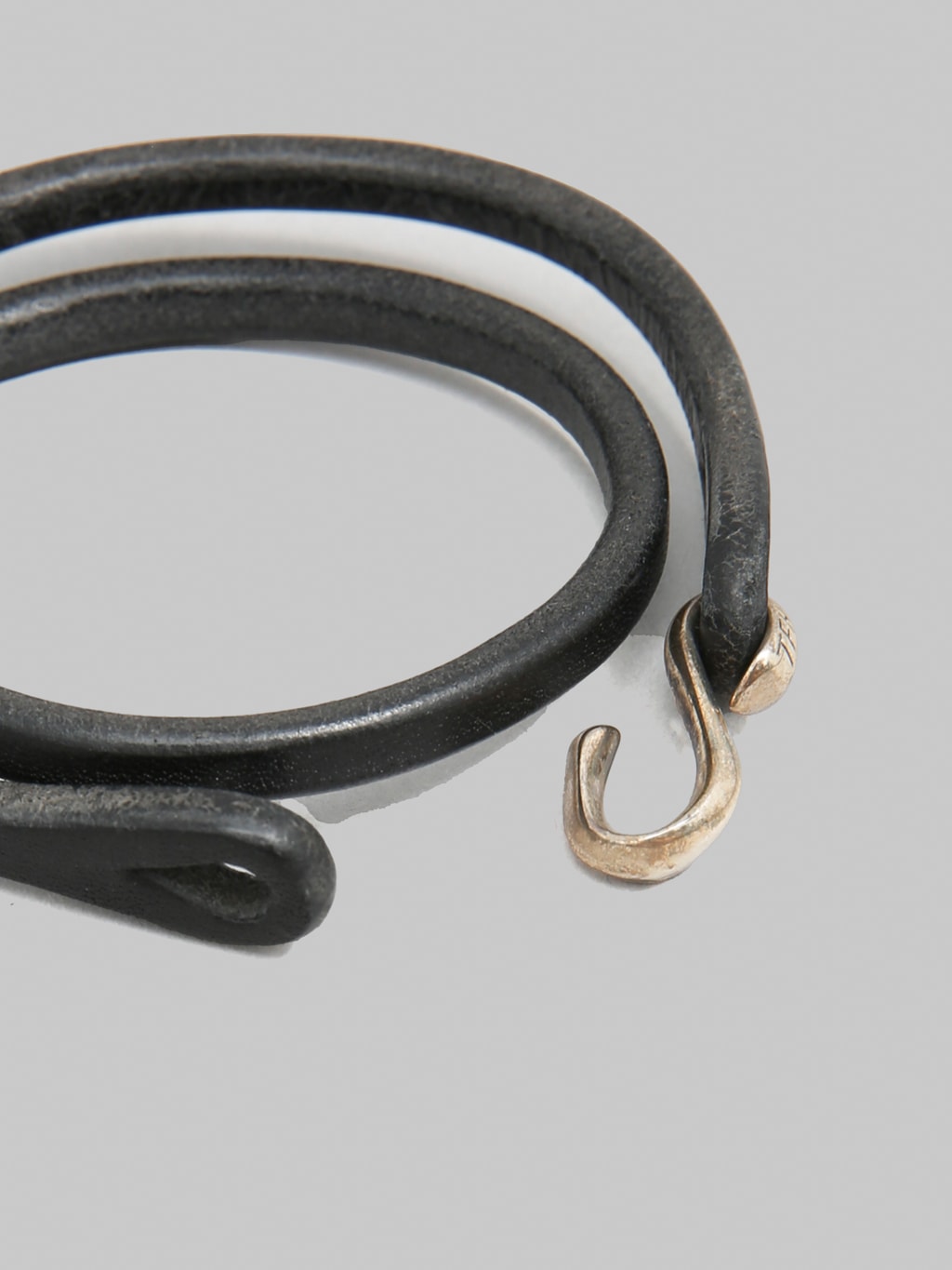 The Flat Head Leather & Silver Double Bracelet Black