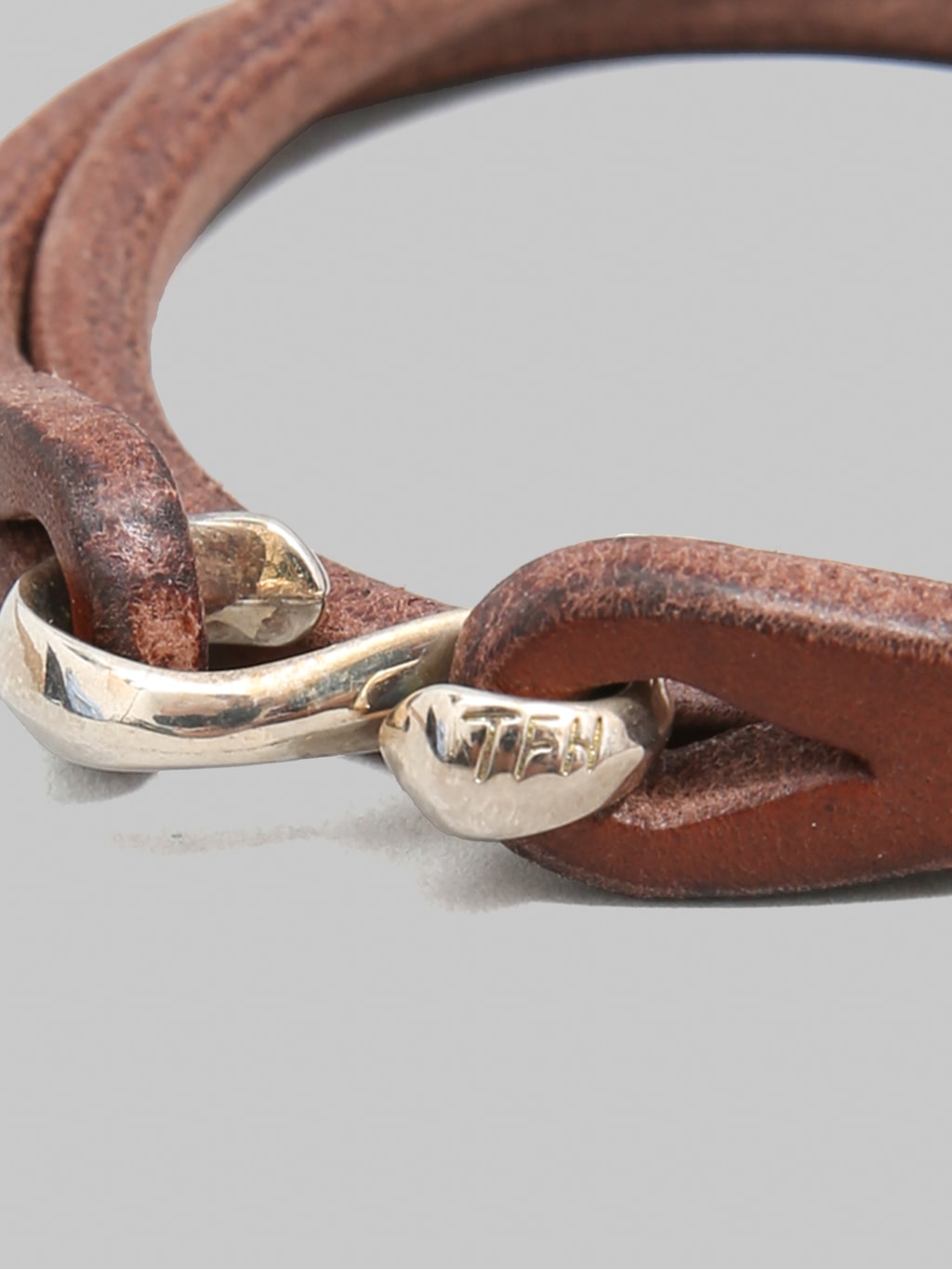 The Flat Head Leather & Silver Double Bracelet Brown