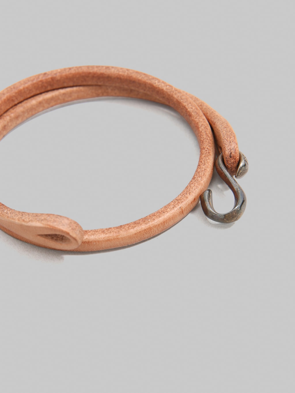 The Flat Head Leather & Silver Double Bracelet Tan