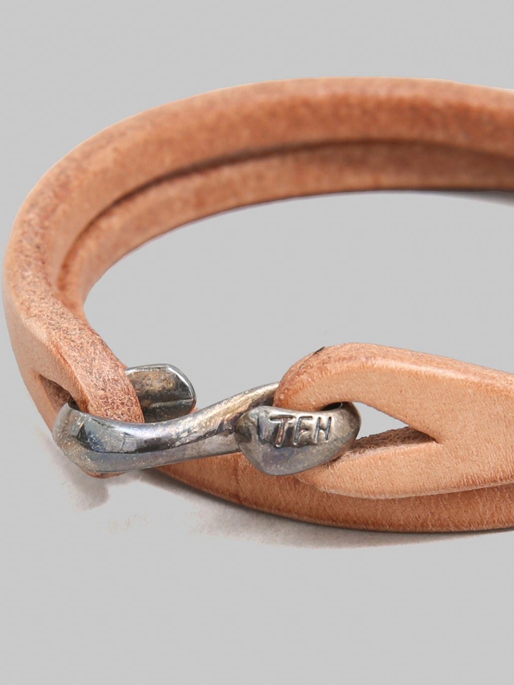 The Flat Head Leather & Silver Double Bracelet Tan