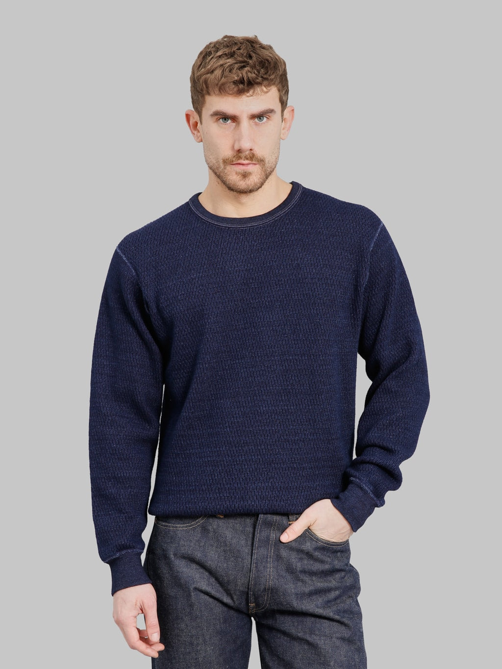 The Flat Head Long Sleeve Indigo Knit Heavy Thermal