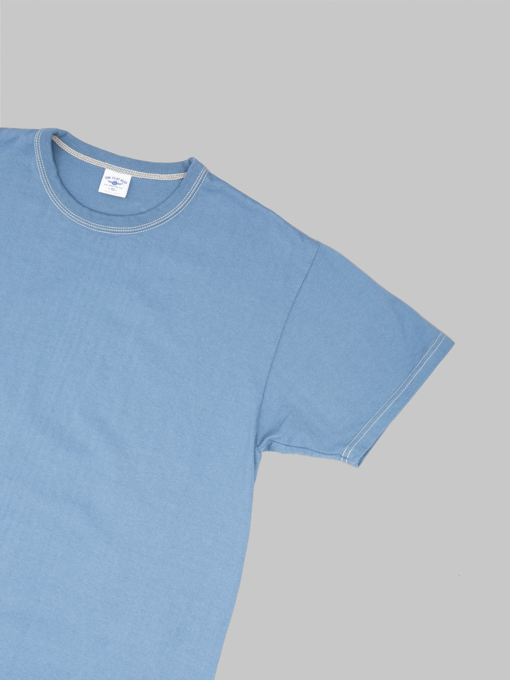 The Flat Head Loopwheeled Heavyweight Plain T-Shirt Blue