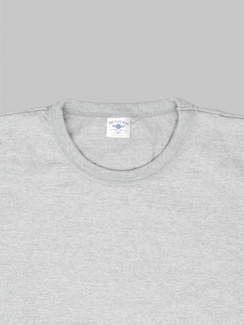The Flat Head Loopwheeled Heavyweight Plain T-Shirt Grey
