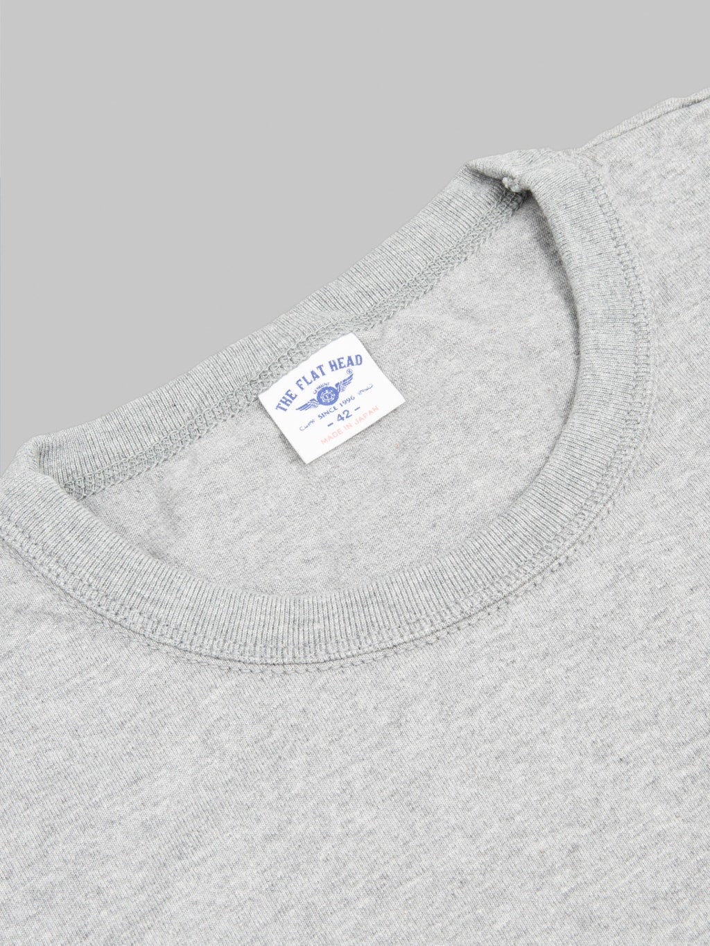 The Flat Head Loopwheeled Heavyweight Plain T-Shirt Grey